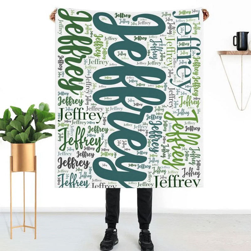 Personalized Soft Flannel Name Family Blanket Word Cloud Art Design Blanket