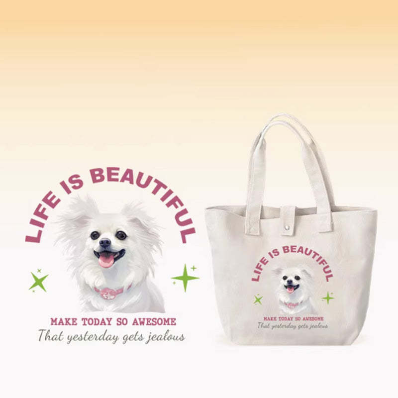 Personalized Cute Pet Canvas Bag - Valentine's Day Gift for Her Who Loves Pets