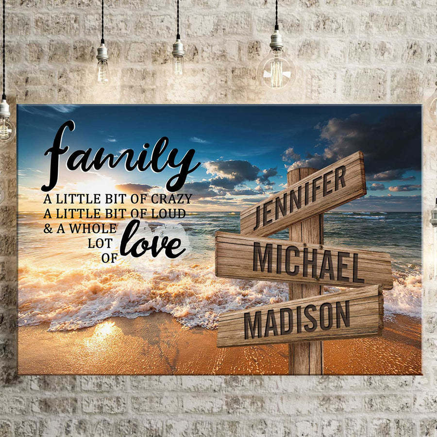Ocean Sunset Color A Little Whole Lot of Love Multi-Names Premium Canvas Poster
