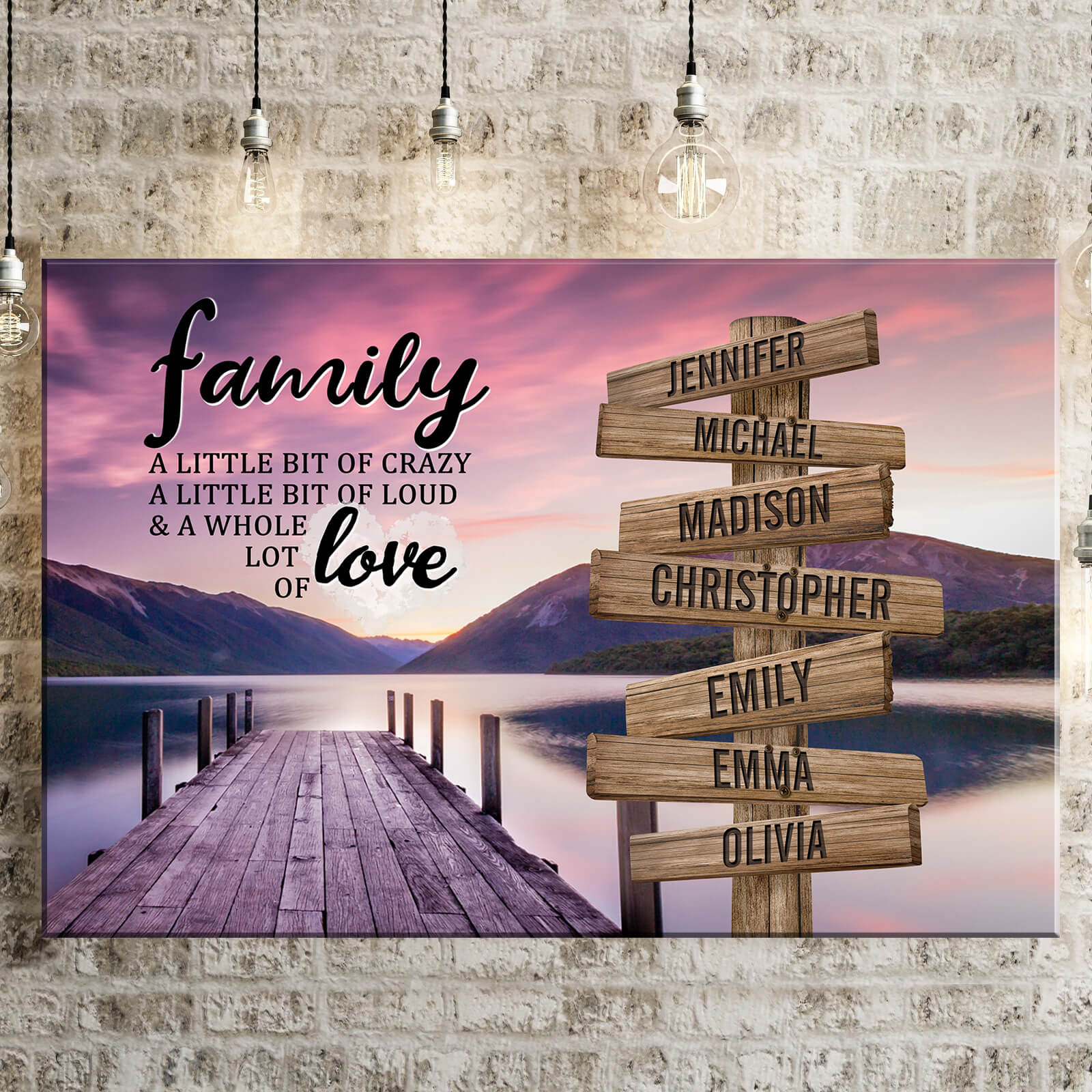 River Pier A Little Whole Lot of Love Multi-Names Premium Canvas Poster