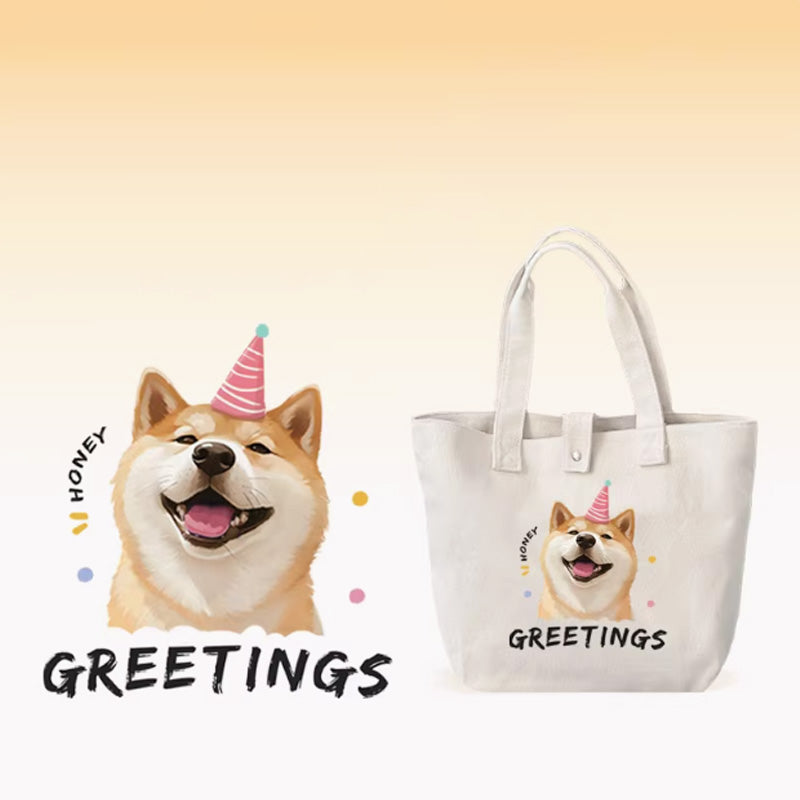 Personalized Cute Pet Canvas Bag - Valentine's Day Gift for Her Who Loves Pets