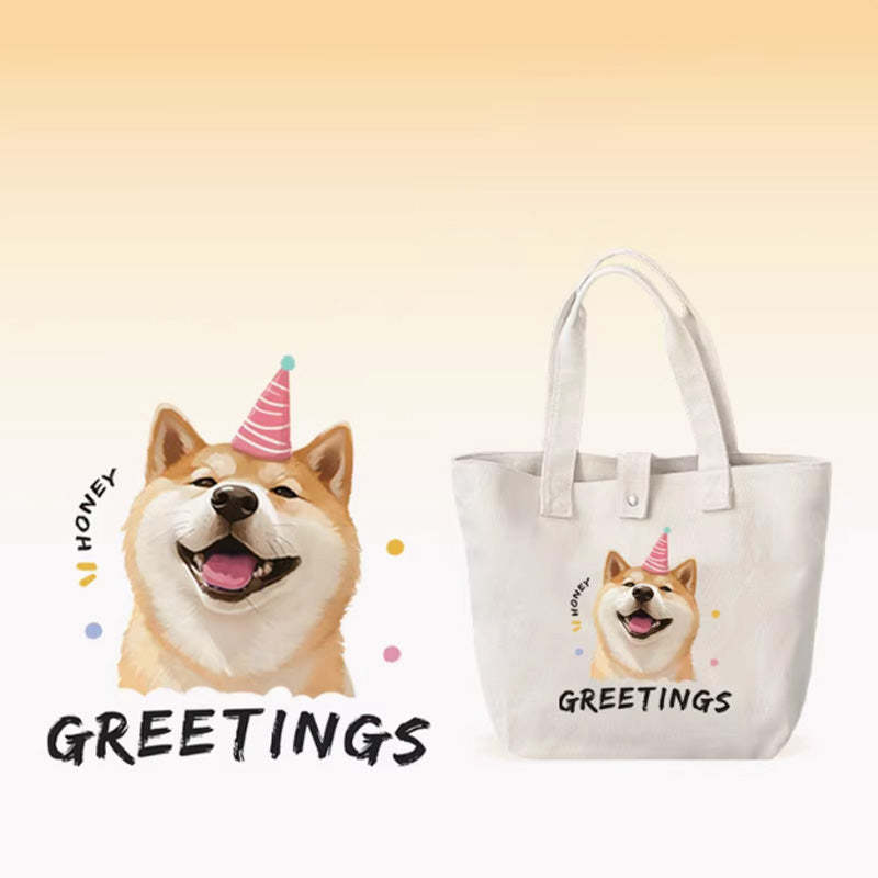 Personalized Cute Pet Canvas Bag - Valentine's Day Gift for Her Who Loves Pets