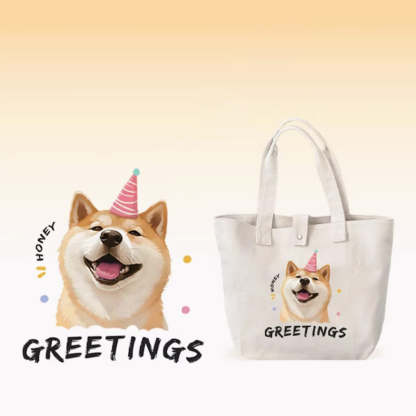 Personalized Cute Pet Canvas Bag - Valentine's Day Gift for Her Who Loves Pets