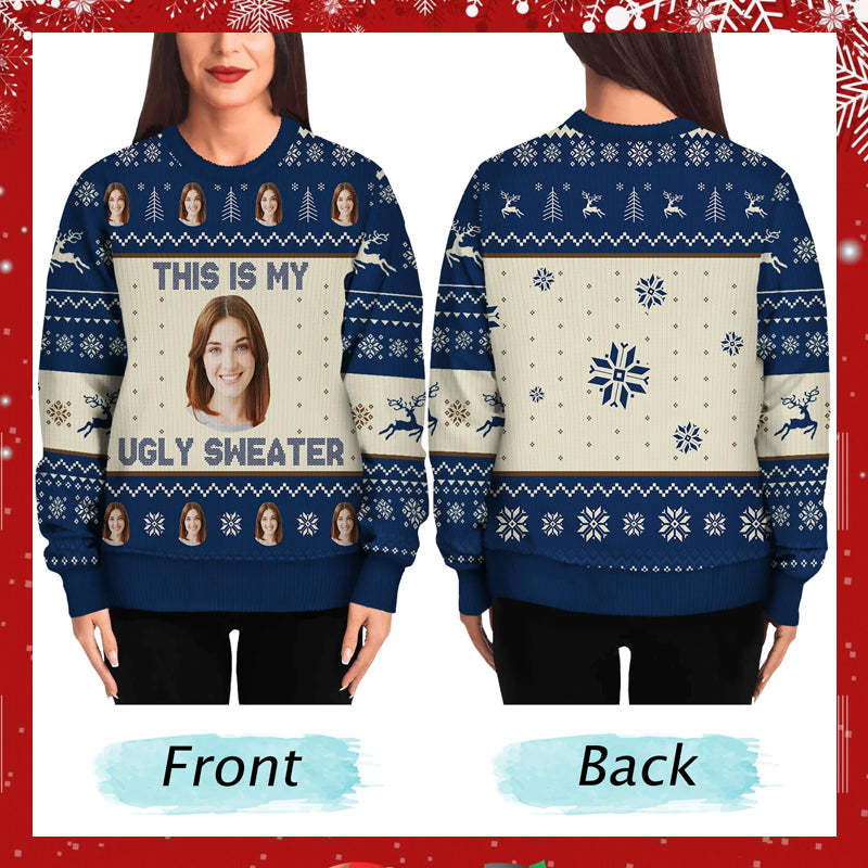 Custom Photo This Is My Ugly Sweater - Christmas, Gift For Yourself - Personalized Unisex Ugly Sweater