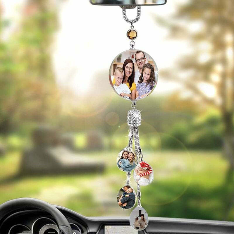 Personalized Photo Pendant - Lucky Crystal Car Pendant, Gift for Your Loved One