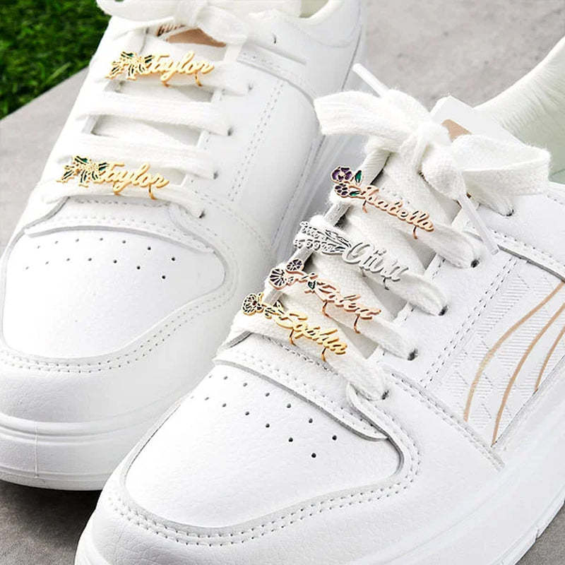 Personalized Watercolor Birth Flower Shoelace Charms Shoe Buckles with Name