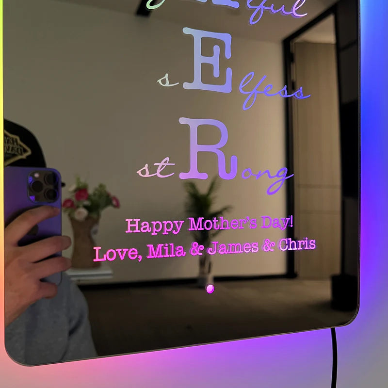 Custom Mother/Grandma Mirror: Personalized Engraved Gift for Mother's Day/Birthday