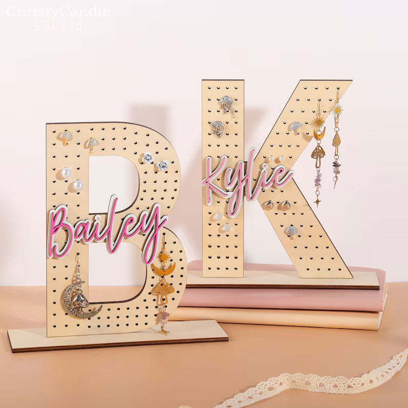 Personalized Wooden Earring Holder