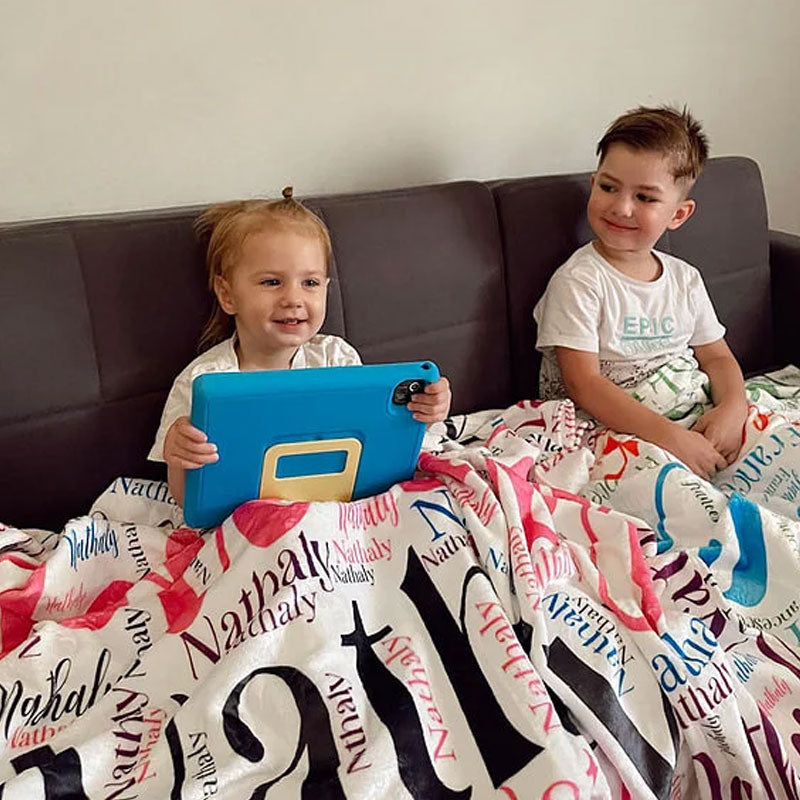 Personalized Soft Flannel Name Family Blanket Word Cloud Art Design Blanket