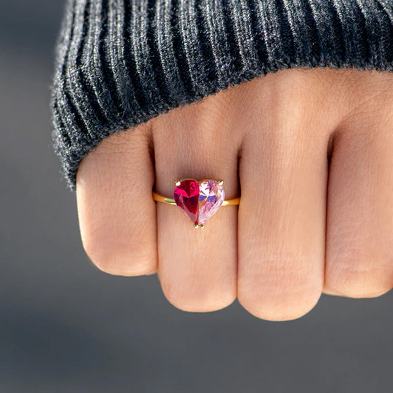 Birthstone Patchwork Heart Ring