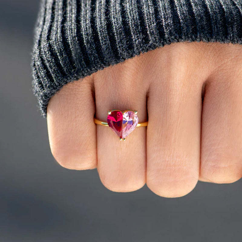 Birthstone Patchwork Heart Ring