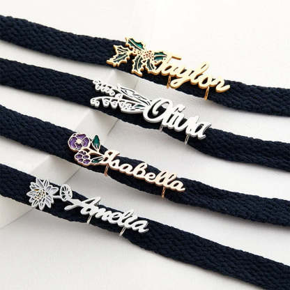 Personalized Watercolor Birth Flower Shoelace Charms Shoe Buckles with Name