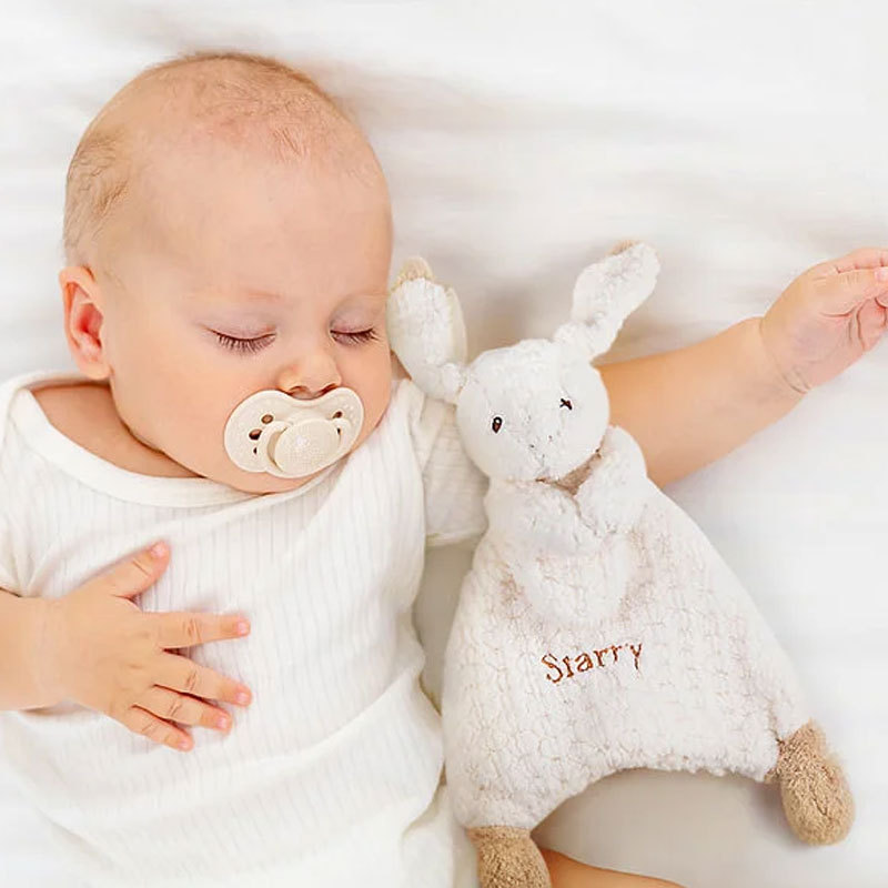Personalized Lovey Bunny Rabbit Baby Plush Snuggle Toy Security Blanket with Embroidery Name Birthday Baby Shower Gift for Newborns