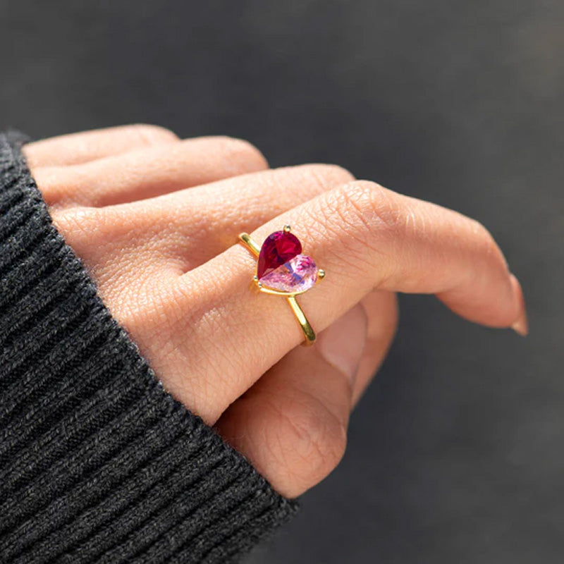 Birthstone Patchwork Heart Ring