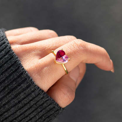 Birthstone Patchwork Heart Ring