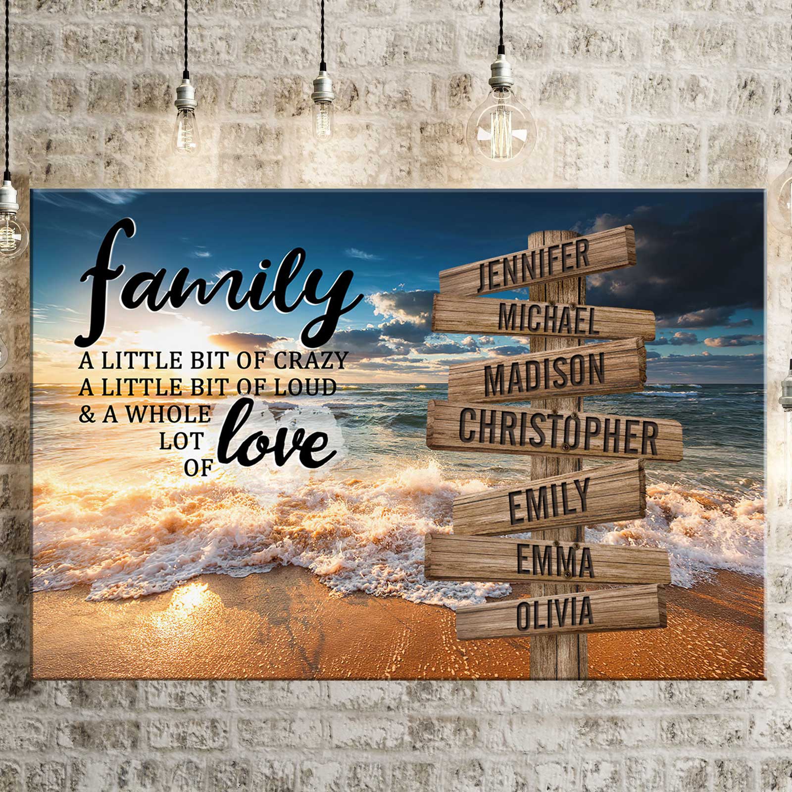Ocean Sunset Color A Little Whole Lot of Love Multi-Names Premium Canvas Poster