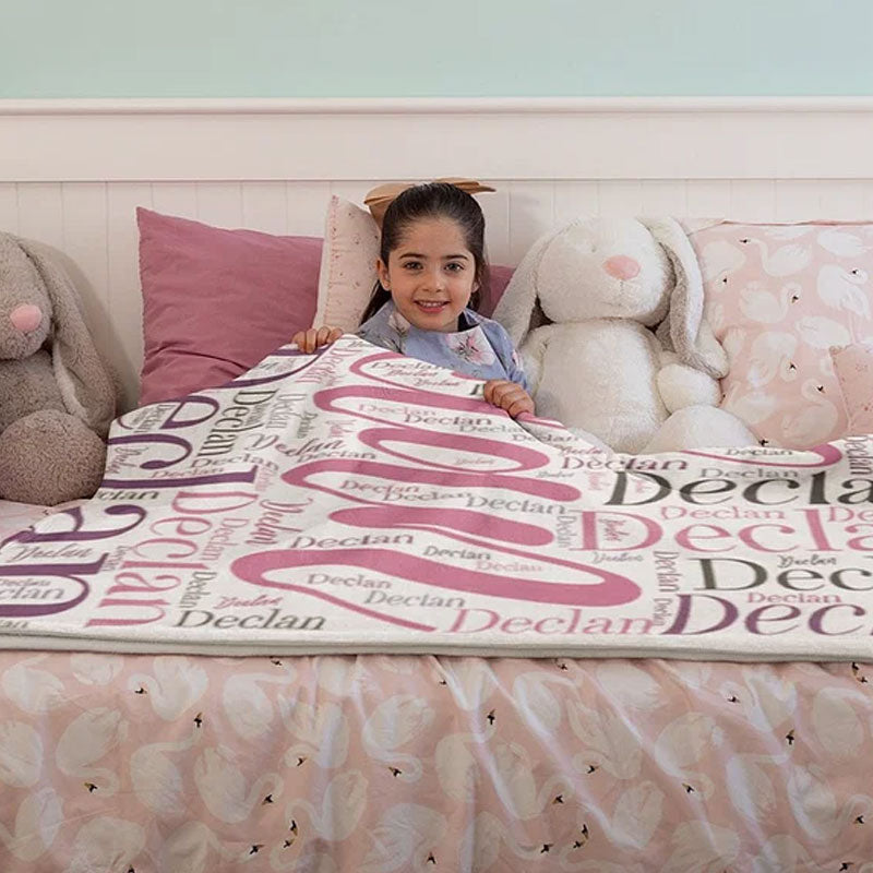 Personalized Soft Flannel Name Family Blanket Word Cloud Art Design Blanket