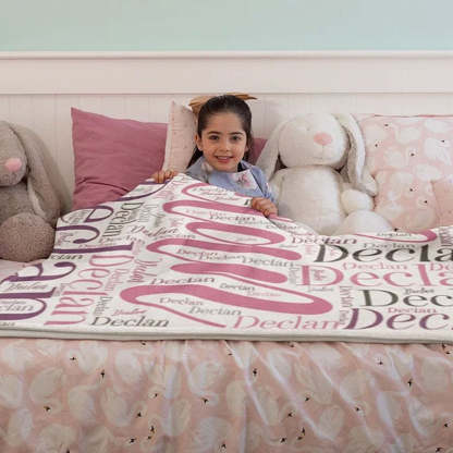 Personalized Soft Flannel Name Family Blanket Word Cloud Art Design Blanket