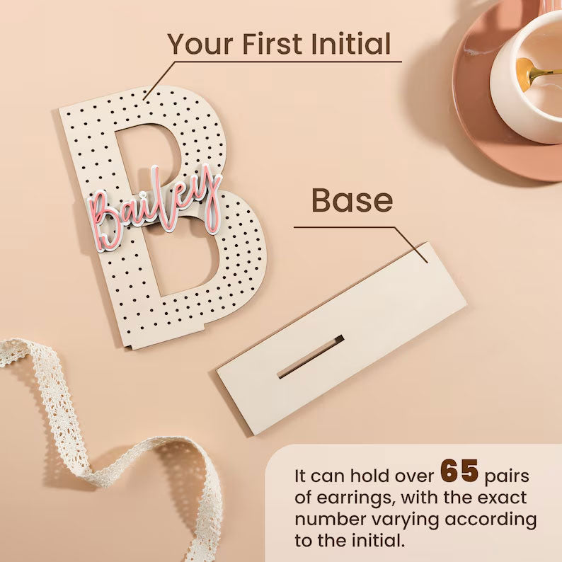 Personalized Wooden Earring Holder