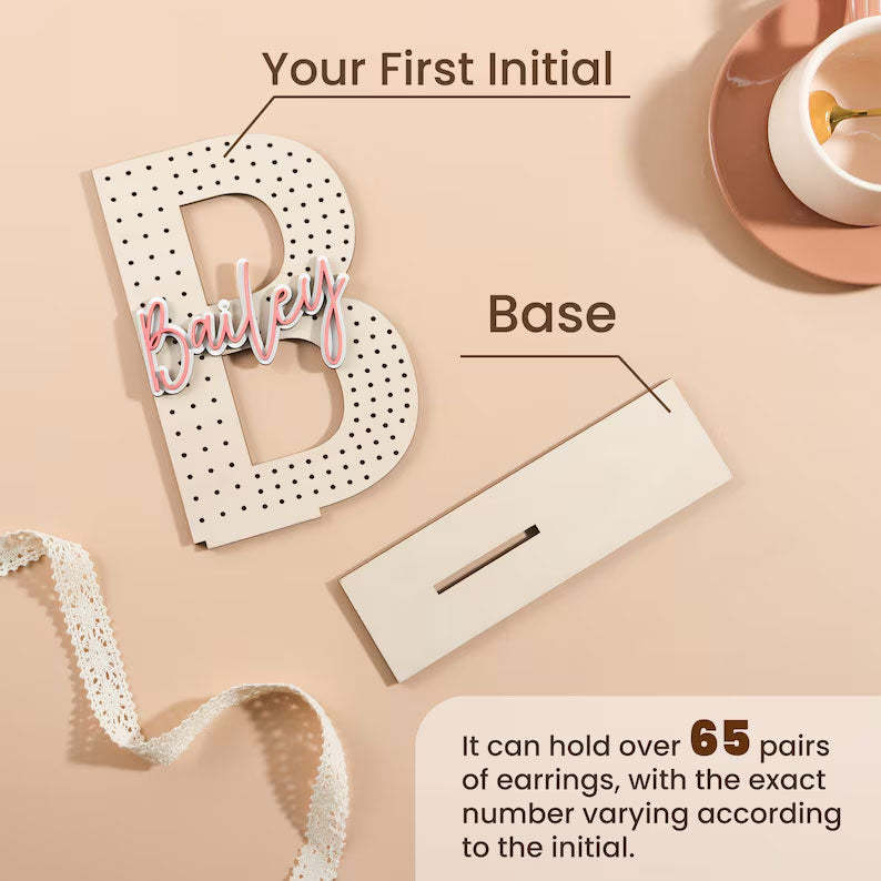 Personalized Wooden Earring Holder