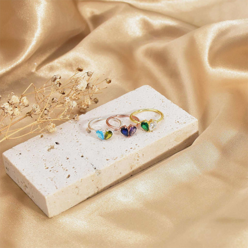 Birthstone Patchwork Heart Ring