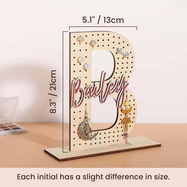 Personalized Wooden Earring Holder