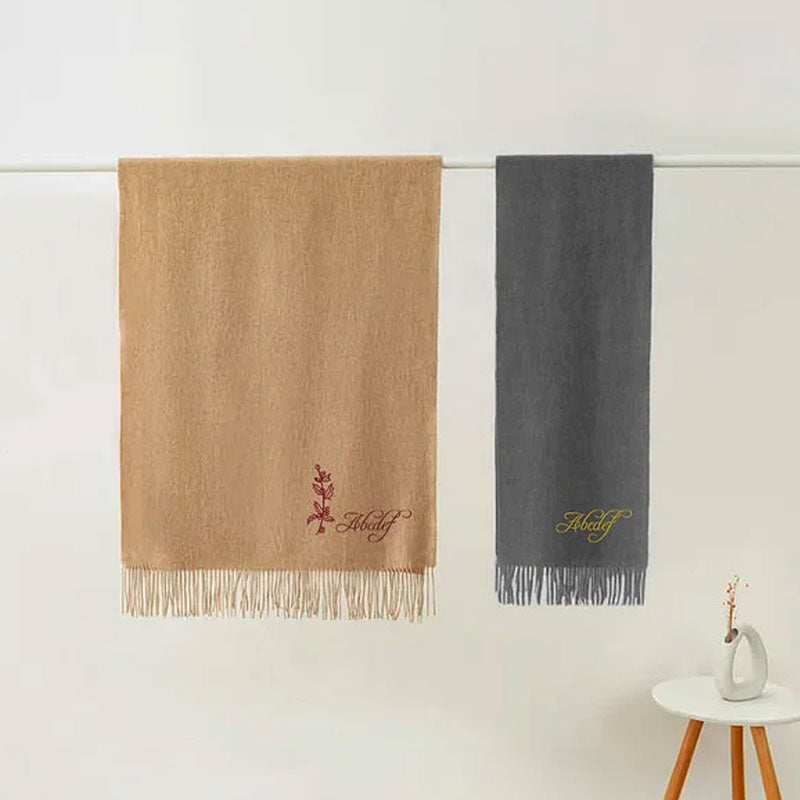 Personalized Super Soft Warm Scarf with Embroidered Birth Flower and Text