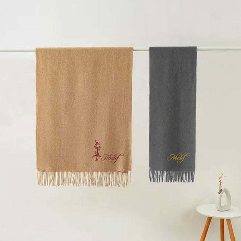 Personalized Super Soft Warm Scarf with Embroidered Birth Flower and Text