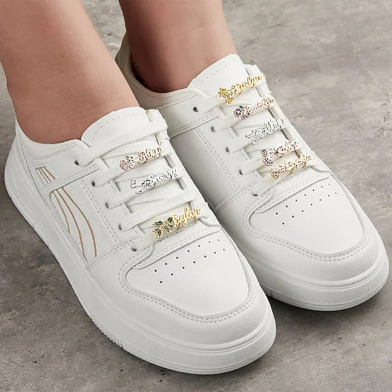 Personalized Watercolor Birth Flower Shoelace Charms Shoe Buckles with Name