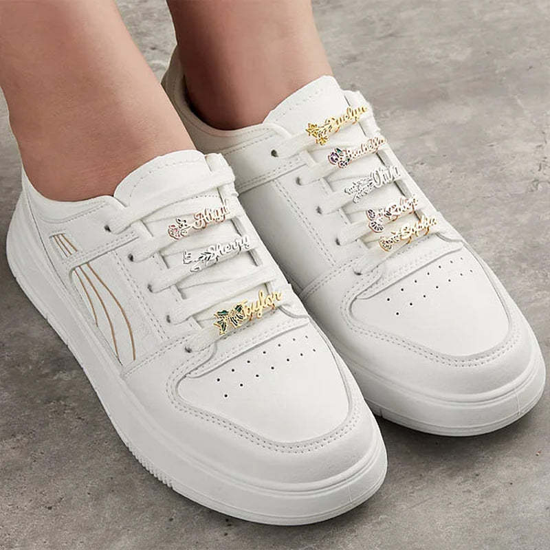 Personalized Watercolor Birth Flower Shoelace Charms Shoe Buckles with Name