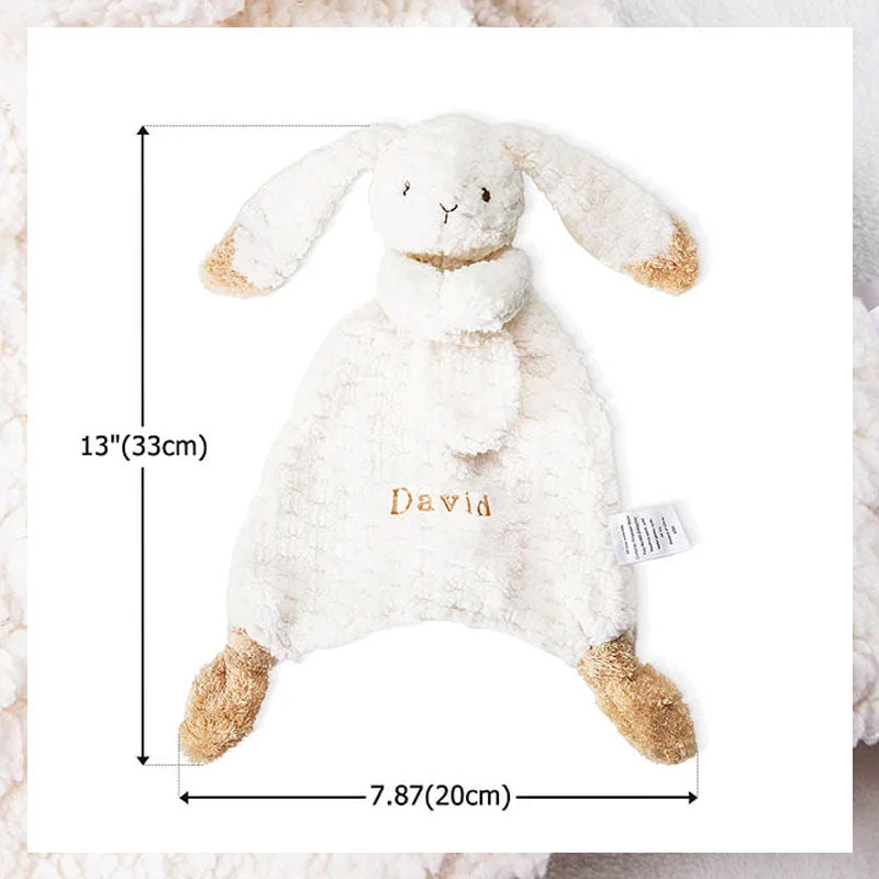 Personalized Lovey Bunny Rabbit Baby Plush Snuggle Toy Security Blanket with Embroidery Name Birthday Baby Shower Gift for Newborns