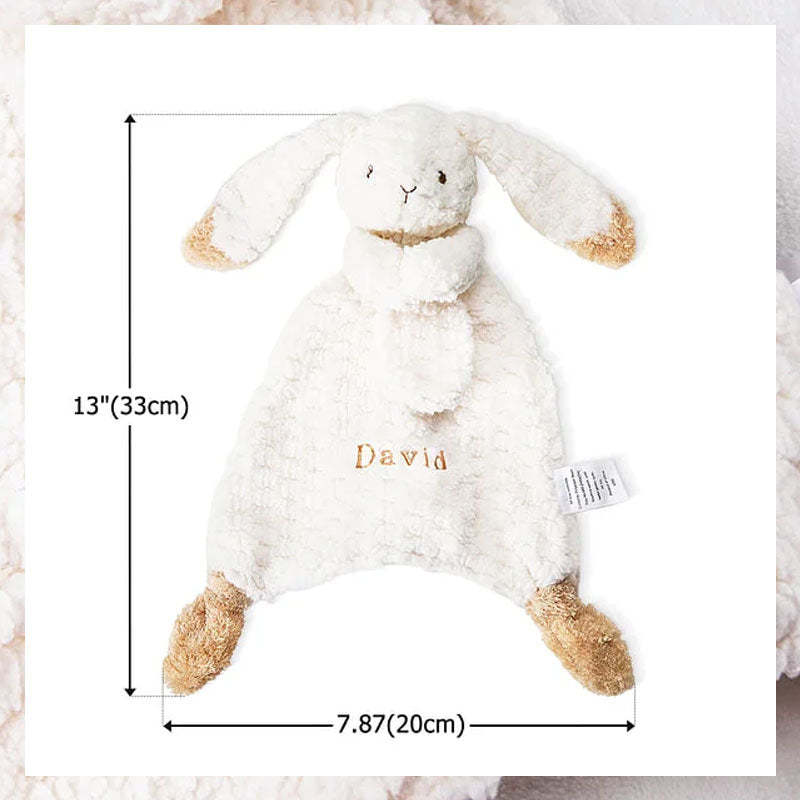 Personalized Lovey Bunny Rabbit Baby Plush Snuggle Toy Security Blanket with Embroidery Name Birthday Baby Shower Gift for Newborns