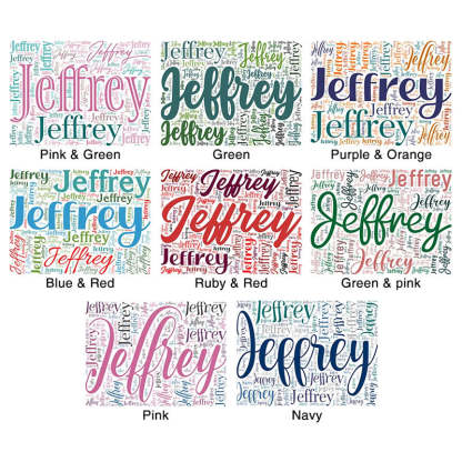 Personalized Soft Flannel Name Family Blanket Word Cloud Art Design Blanket