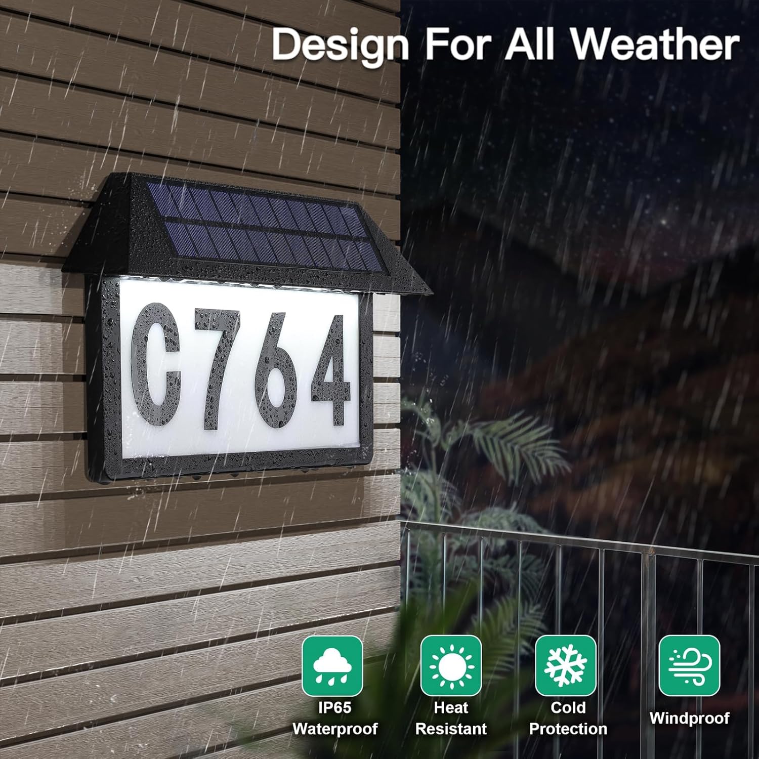 Wall Mounted Solar Home Address Number Sign