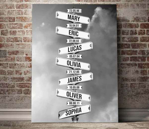 Personalized Canvas Wall Art"Date of birth of children" -Winter