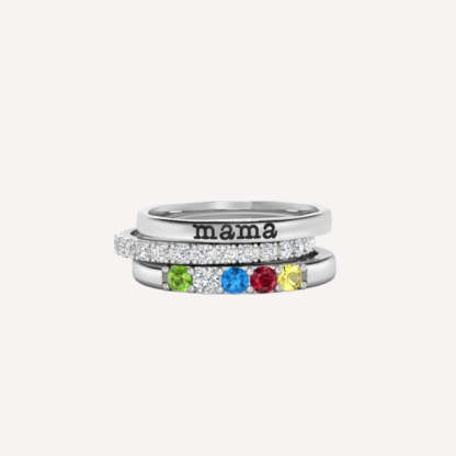 Grandmother Rings with Birthstones for Grandchildren