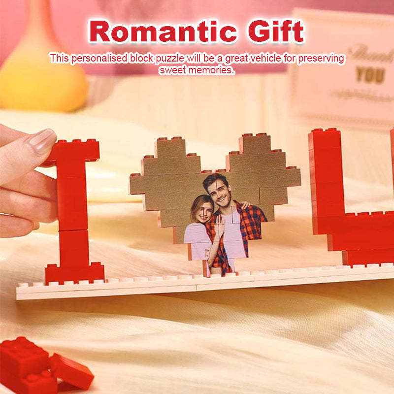 I Love You Personalized Photo Building Blocks Romantic Valentine's Day Gift