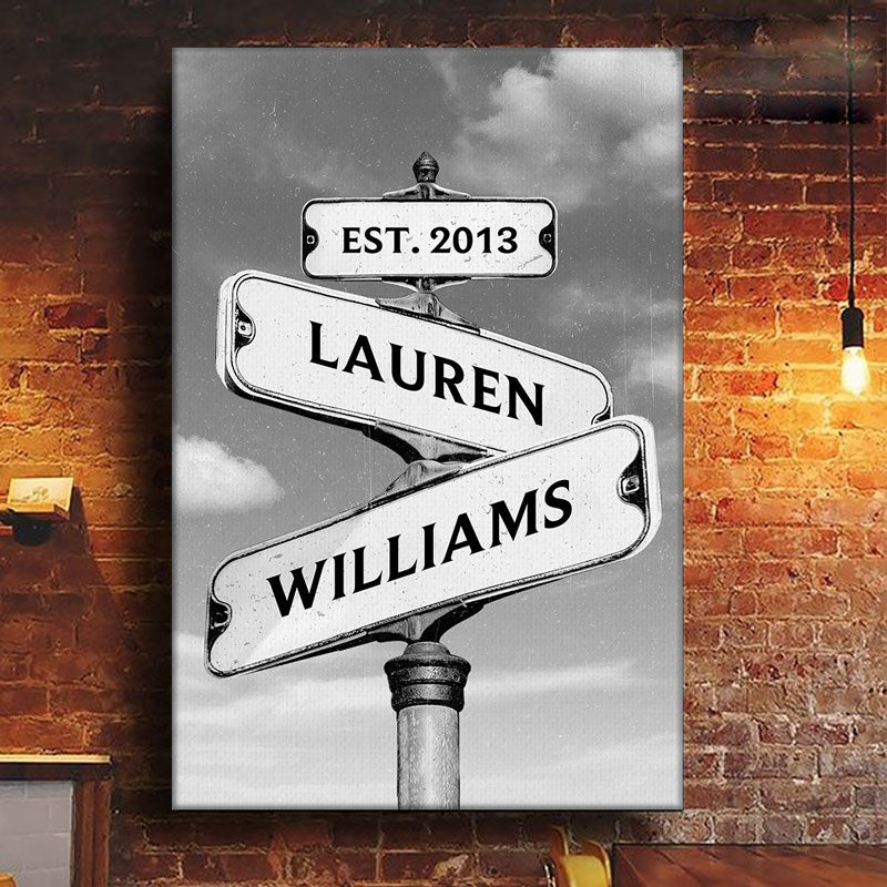Personalized Canvas Vintage Street Sign for Couples