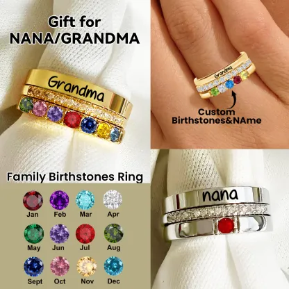 Grandmother Rings with Birthstones for Grandchildren