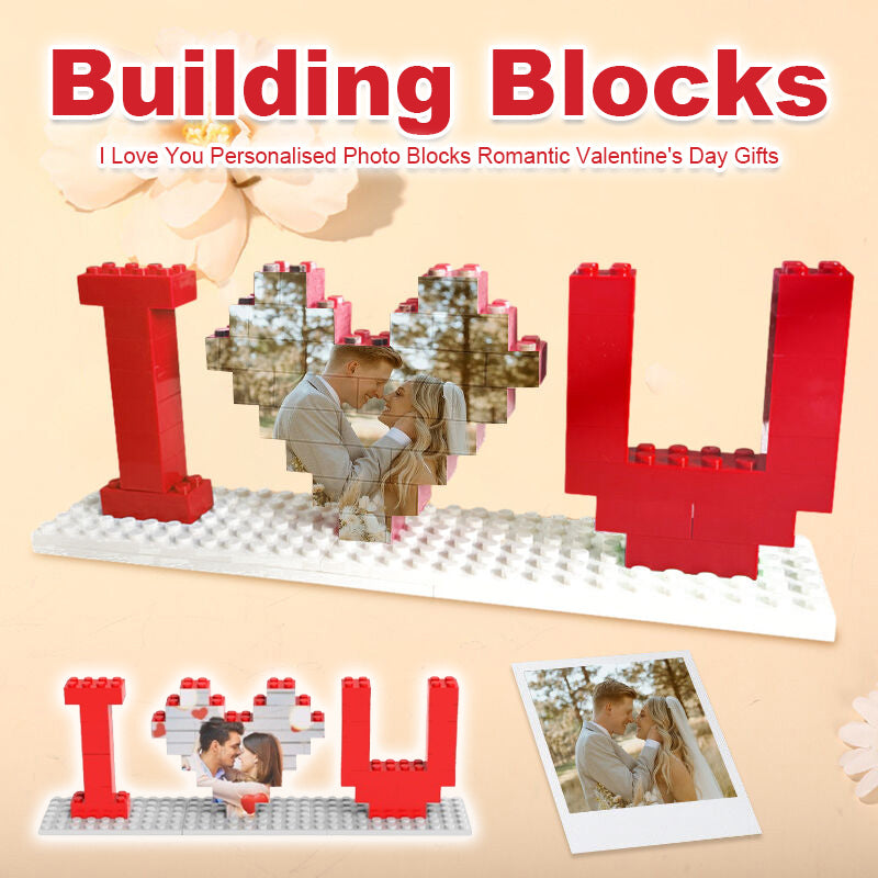 I Love You Personalized Photo Building Blocks Romantic Valentine's Day Gift