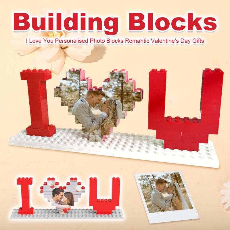 I Love You Personalized Photo Building Blocks Romantic Valentine's Day Gift