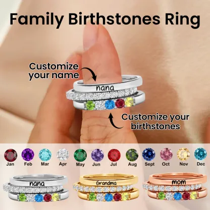 Grandmother Rings with Birthstones for Grandchildren