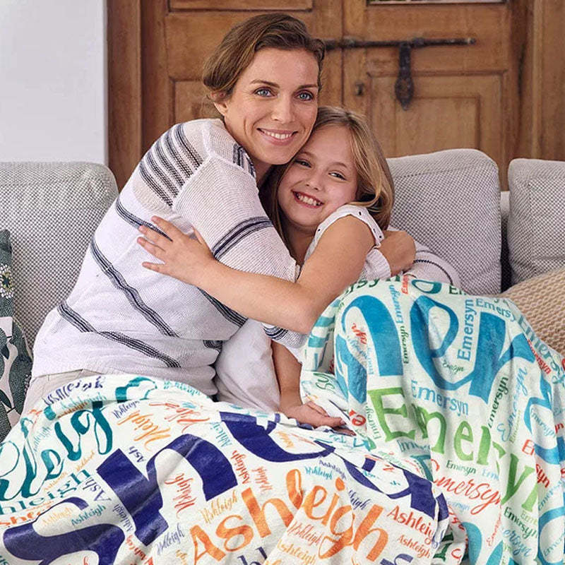 Personalized Soft Flannel Name Family Blanket Word Cloud Art Design Blanket