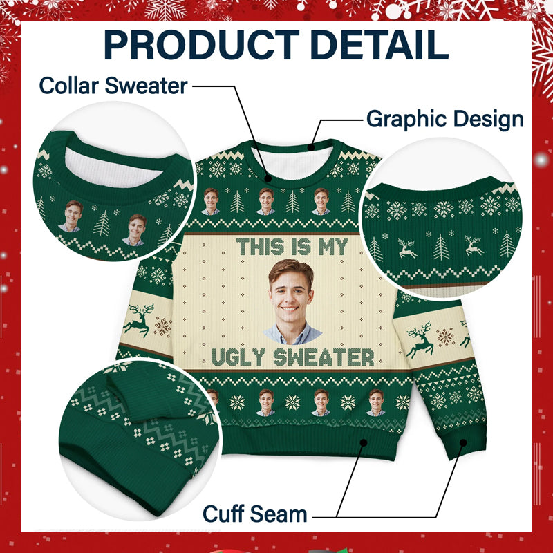 Custom Photo This Is My Ugly Sweater - Christmas, Gift For Yourself - Personalized Unisex Ugly Sweater