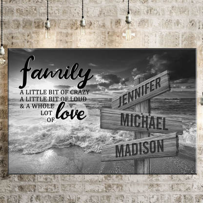 Ocean Sunset Color A Little Whole Lot of Love Multi-Names Premium Canvas Poster