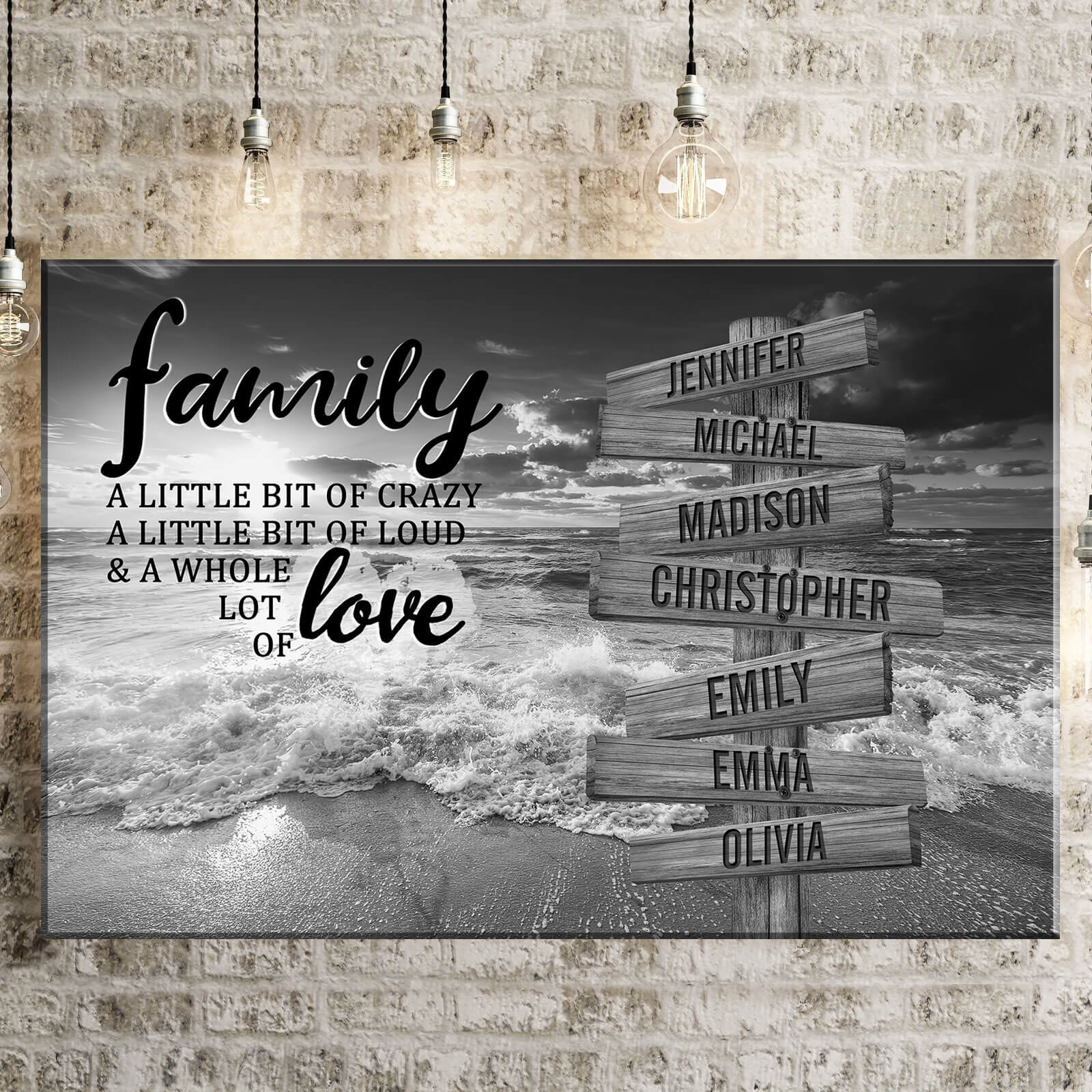 Ocean Sunset Color A Little Whole Lot of Love Multi-Names Premium Canvas Poster