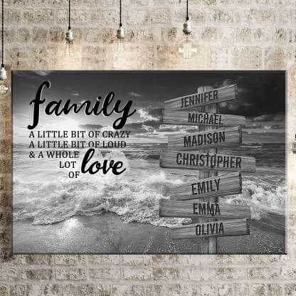 Ocean Sunset Color A Little Whole Lot of Love Multi-Names Premium Canvas Poster