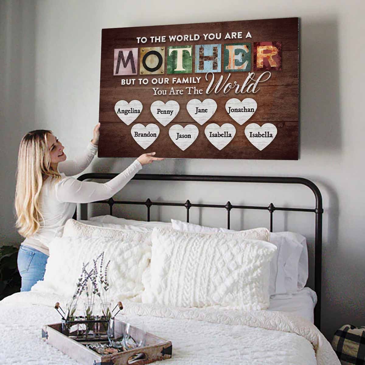 You Are The World Custom Names Canvas For Mom/Dad/Grandma/Grandpa