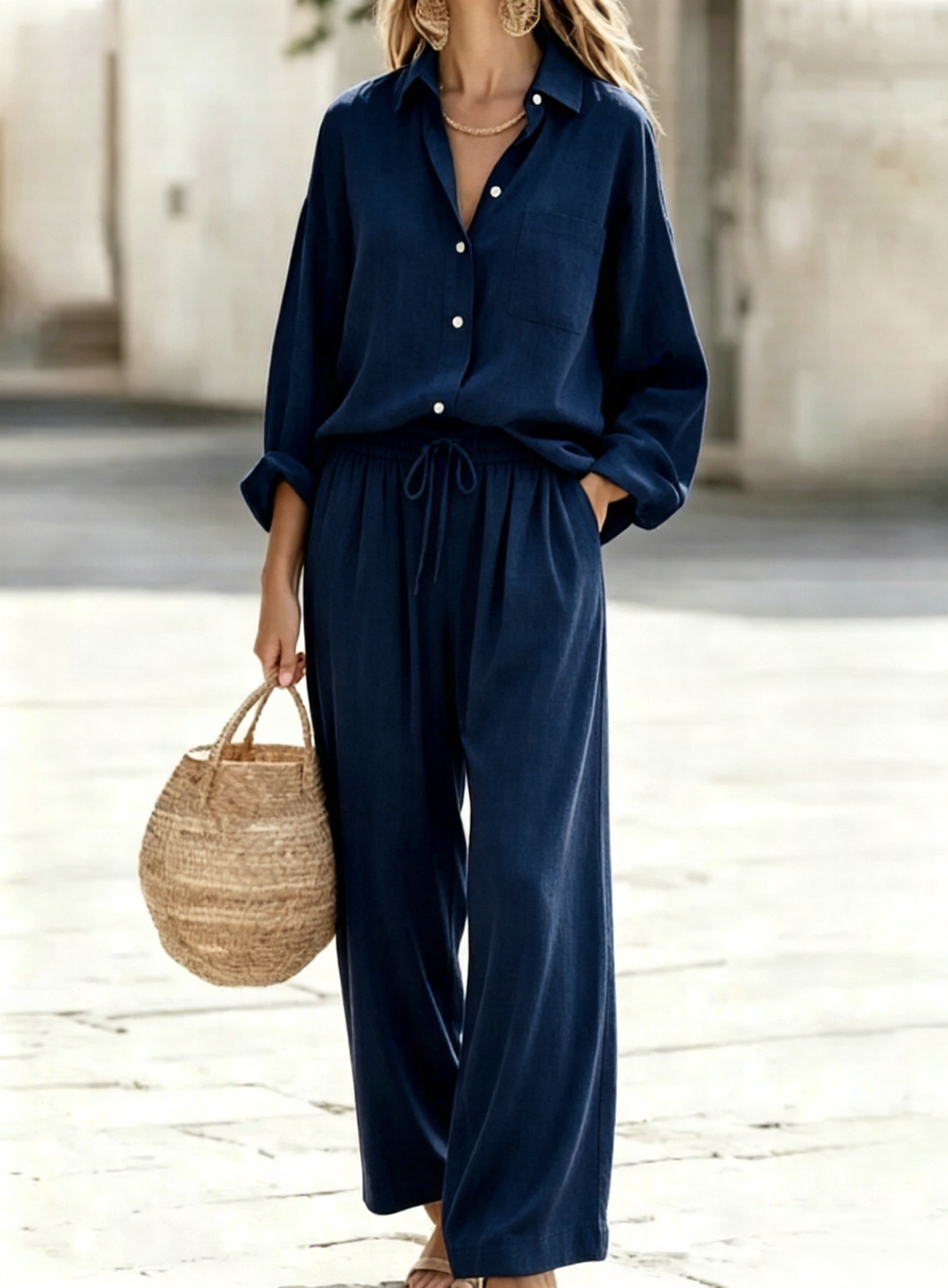 Cotton Linen Effortless Commute Set