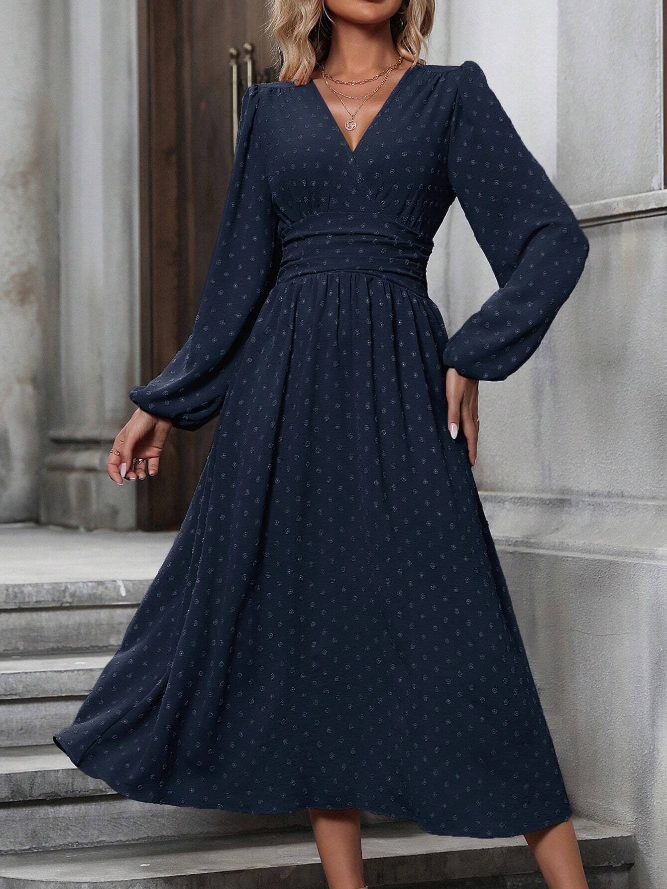 Women's High Waisted Maxi Dresses Long Sleeve Vacation Dress